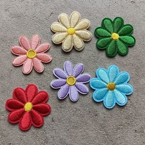 Set of 6 Colorful Flower Iron-On Patches